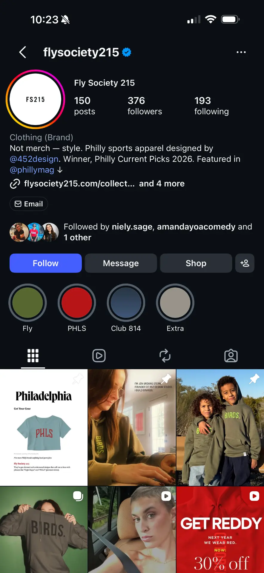 Fly Society 215 Instagram profile