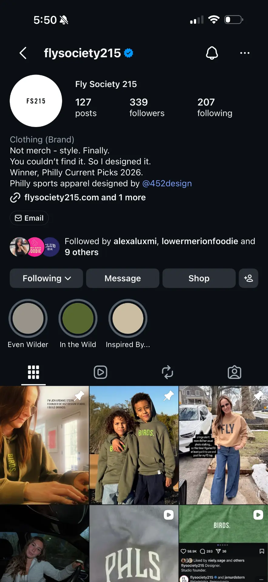 Fly Society 215 Instagram profile