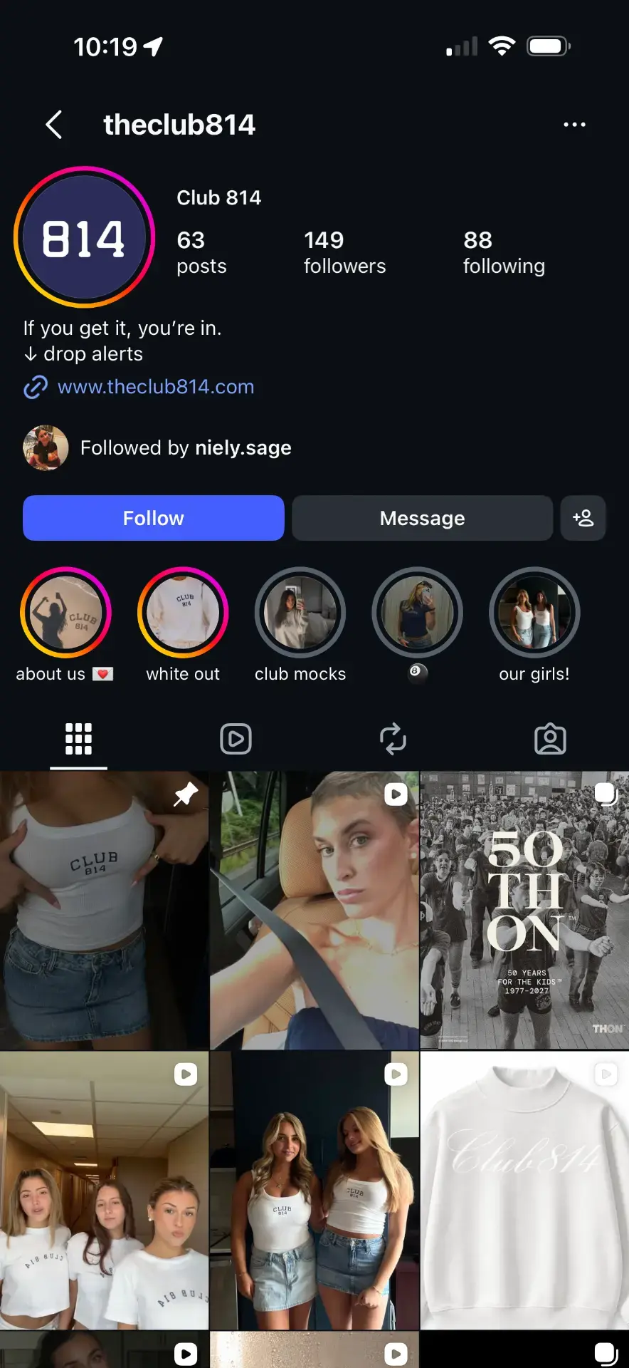 Club 814 Instagram profile